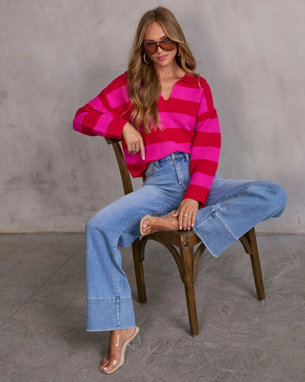 Violette Striped Collared Sweater