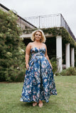 Darina Strapless Midi Dress Midnight Floral