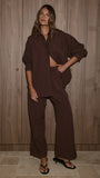 Zaila Long Sleeve Shirt Burgundy White Stripe