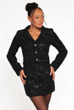 Valentina Cropped Blazer Black Sequin