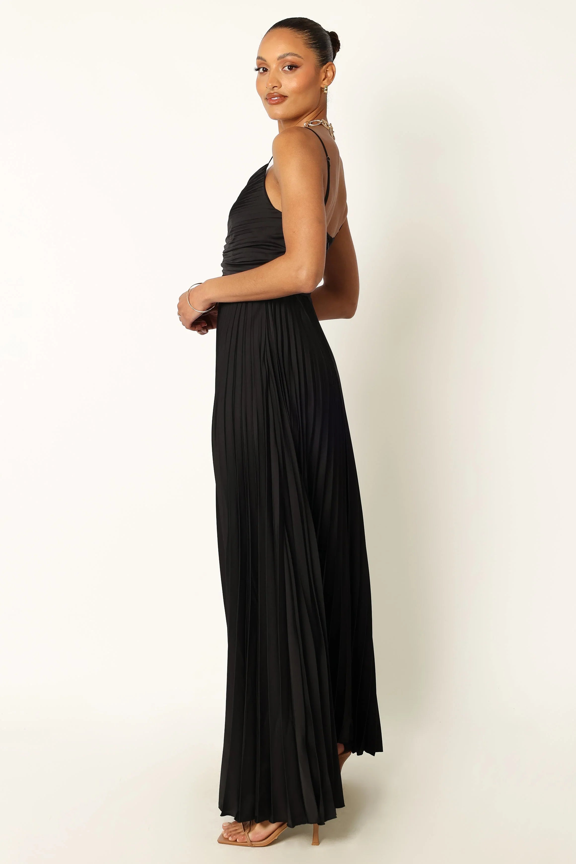 Naira Pleated Maxi Dress Black