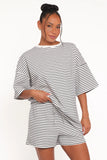 Hellen Stripe Short Set White Black Stripe