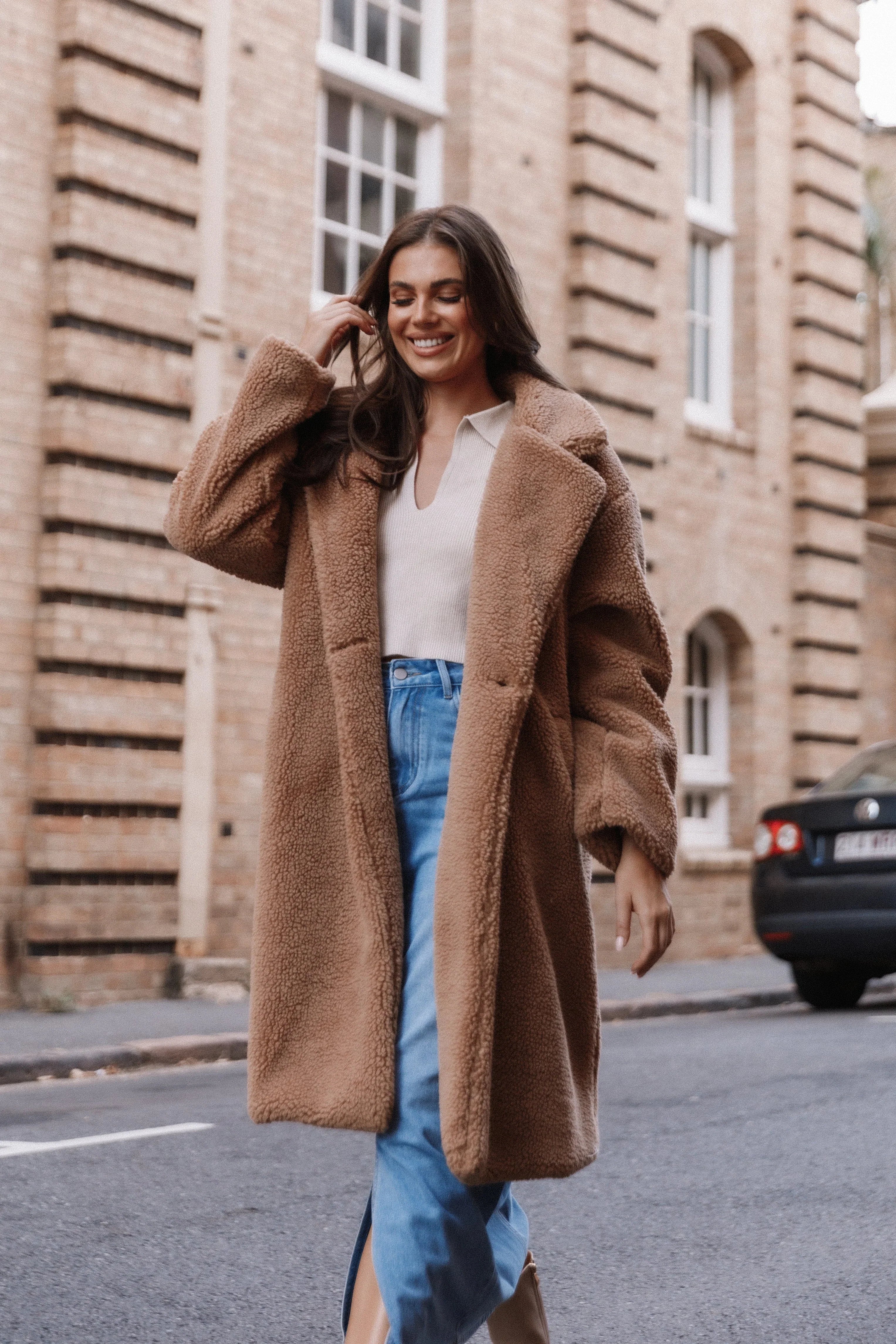 Beatrice Faux Fur Coat Camel