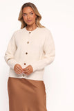 Verago Textured Stripe Cardigan Cream