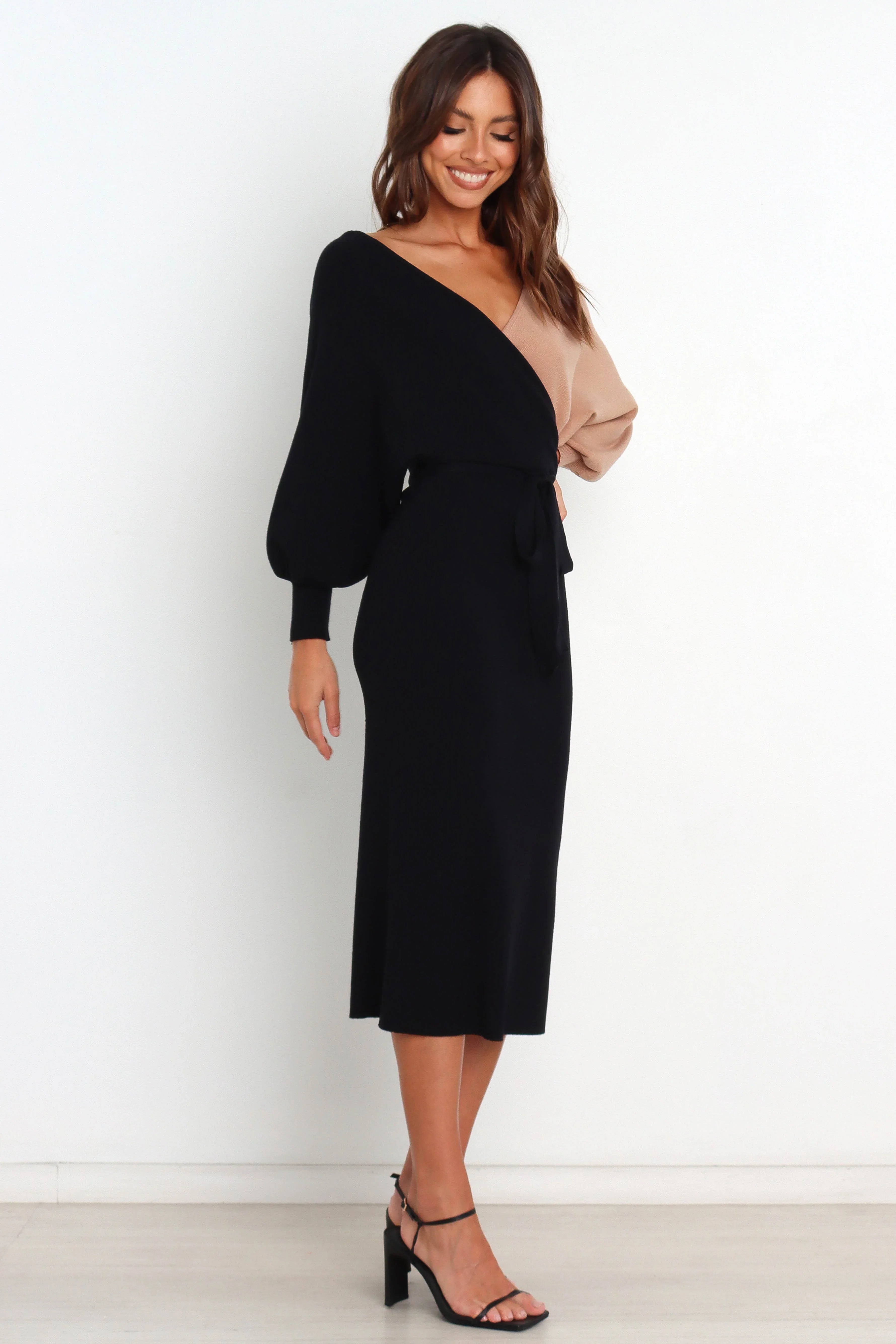 Nate Dress Black Beige