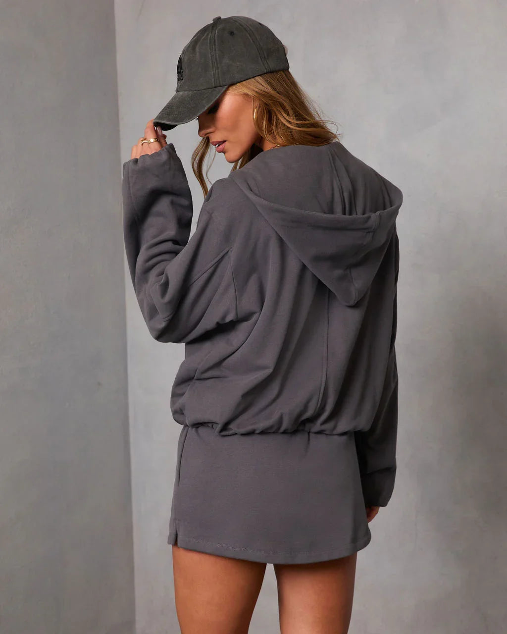 Soft Balance Drawstring Hood Zip Up Sweatshirt