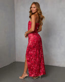Spiced Cider Satin Corset Maxi Dress