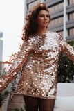 Electra Long Sleeve Mini Dress Gold