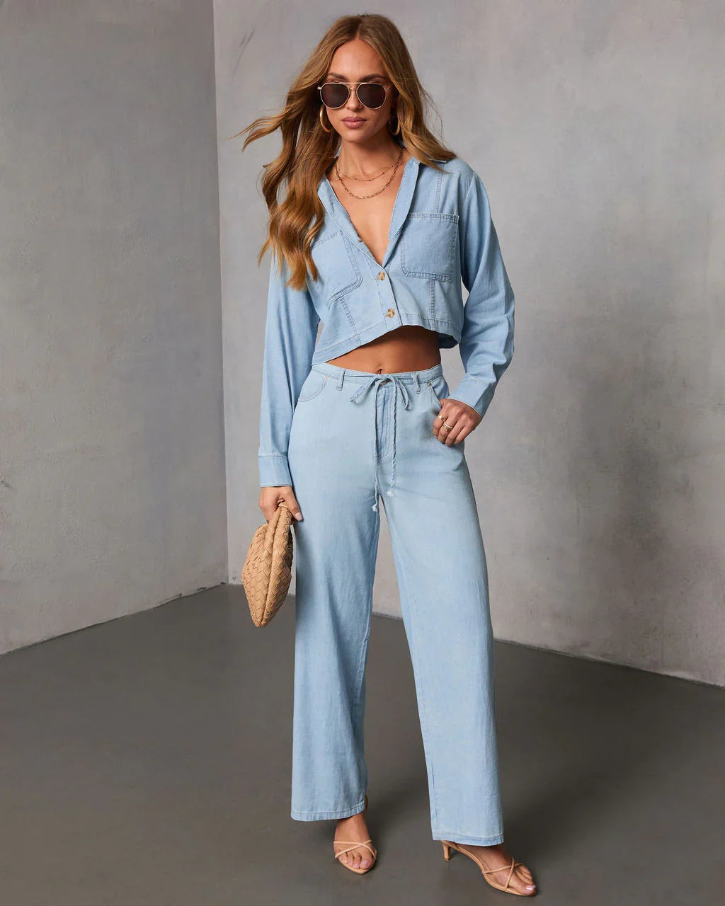 Issey Rigid Low Rise Straight Chambray Pants
