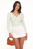 Demi Twist Detail Knit Top Sage
