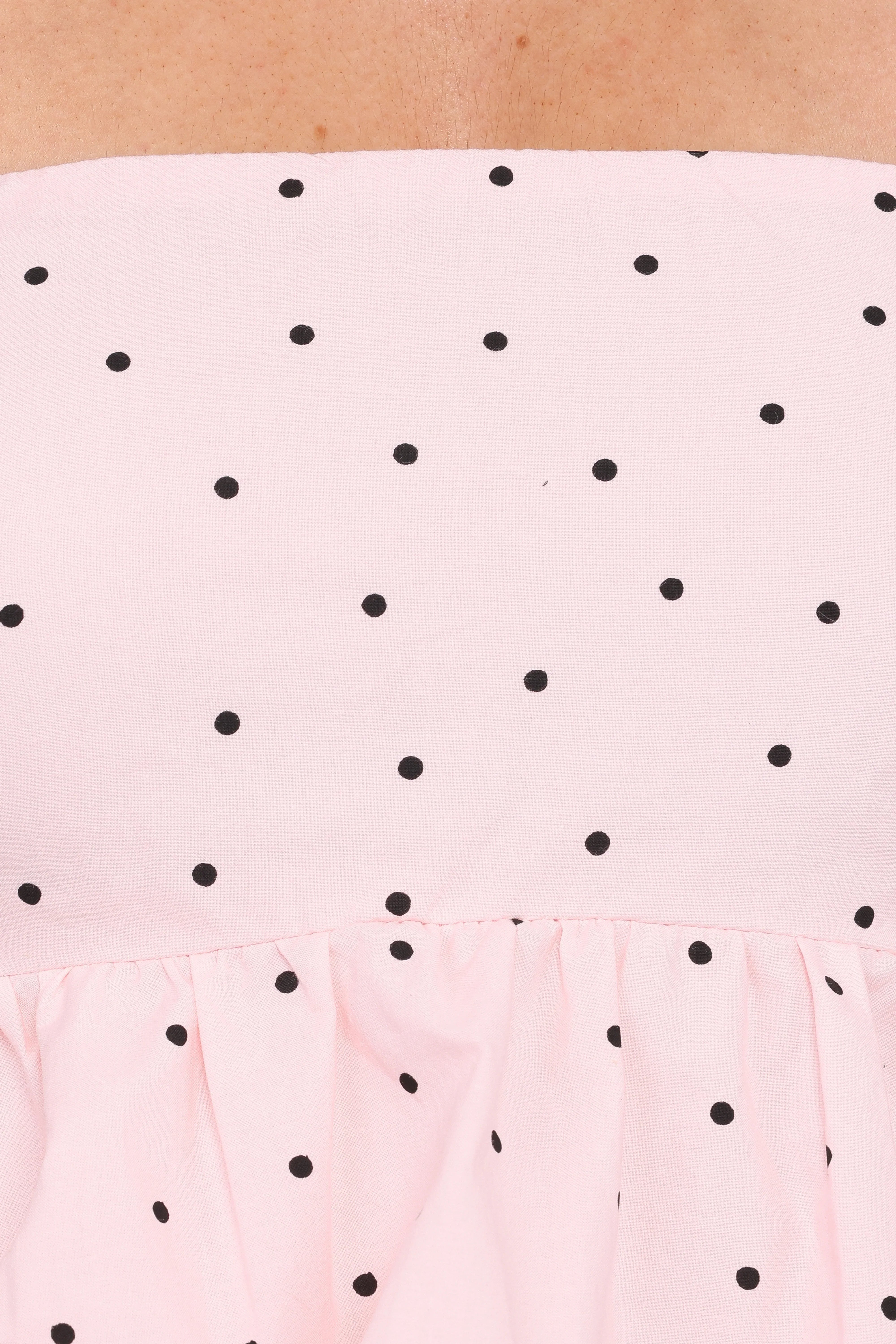 Yvanna Bubble Hem Top Pink Dot