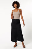 Finley Linen Midi Skirt Black