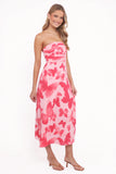 Kenna Strapless Midi Dress Butterfly Print