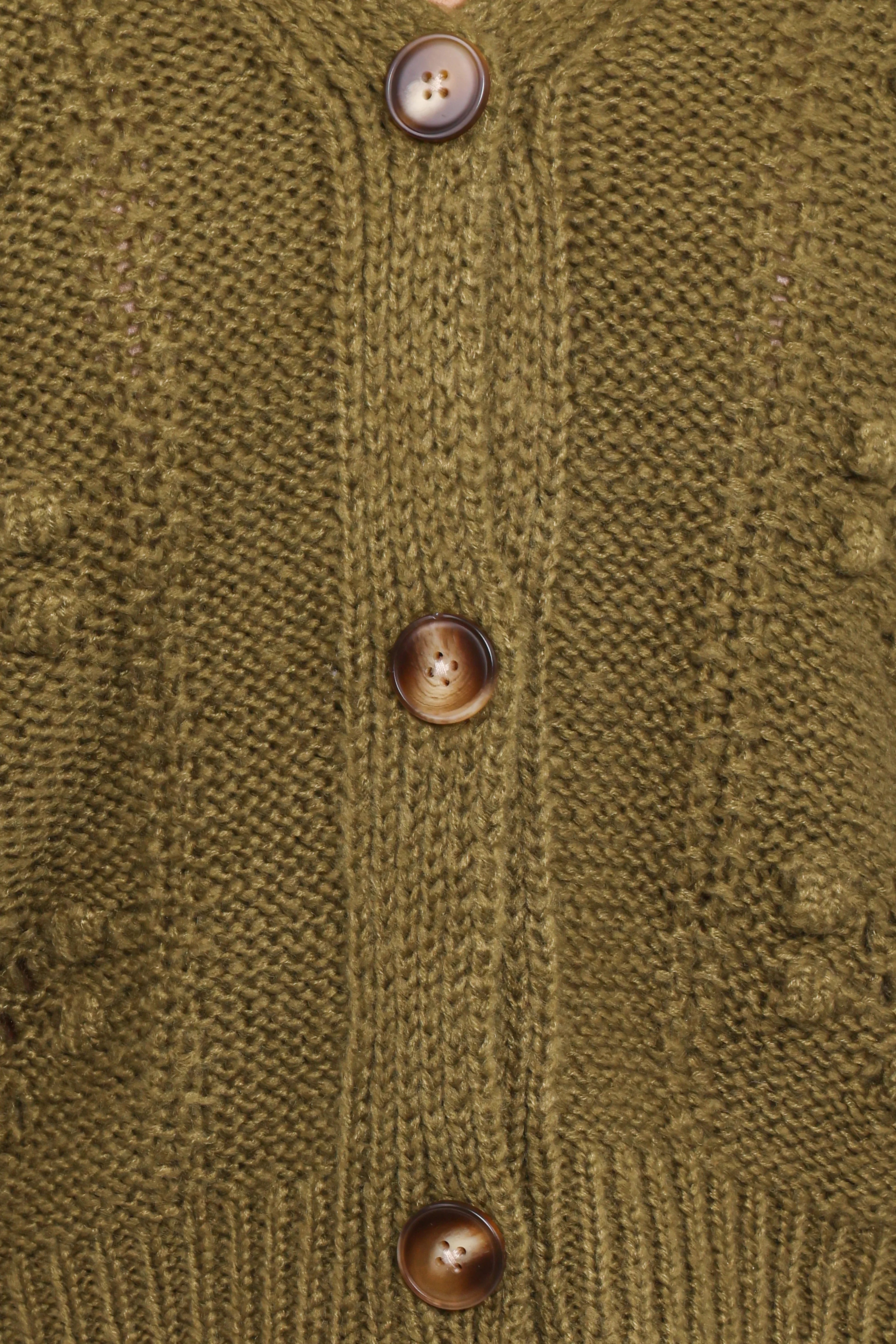 Melody Textured Button Up Cardigan Olive