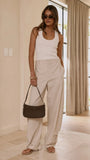 Audrey Pinstripe Tapered Pant Stone