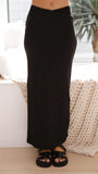 Rahela Button Top and Maxi Skirt Set Black