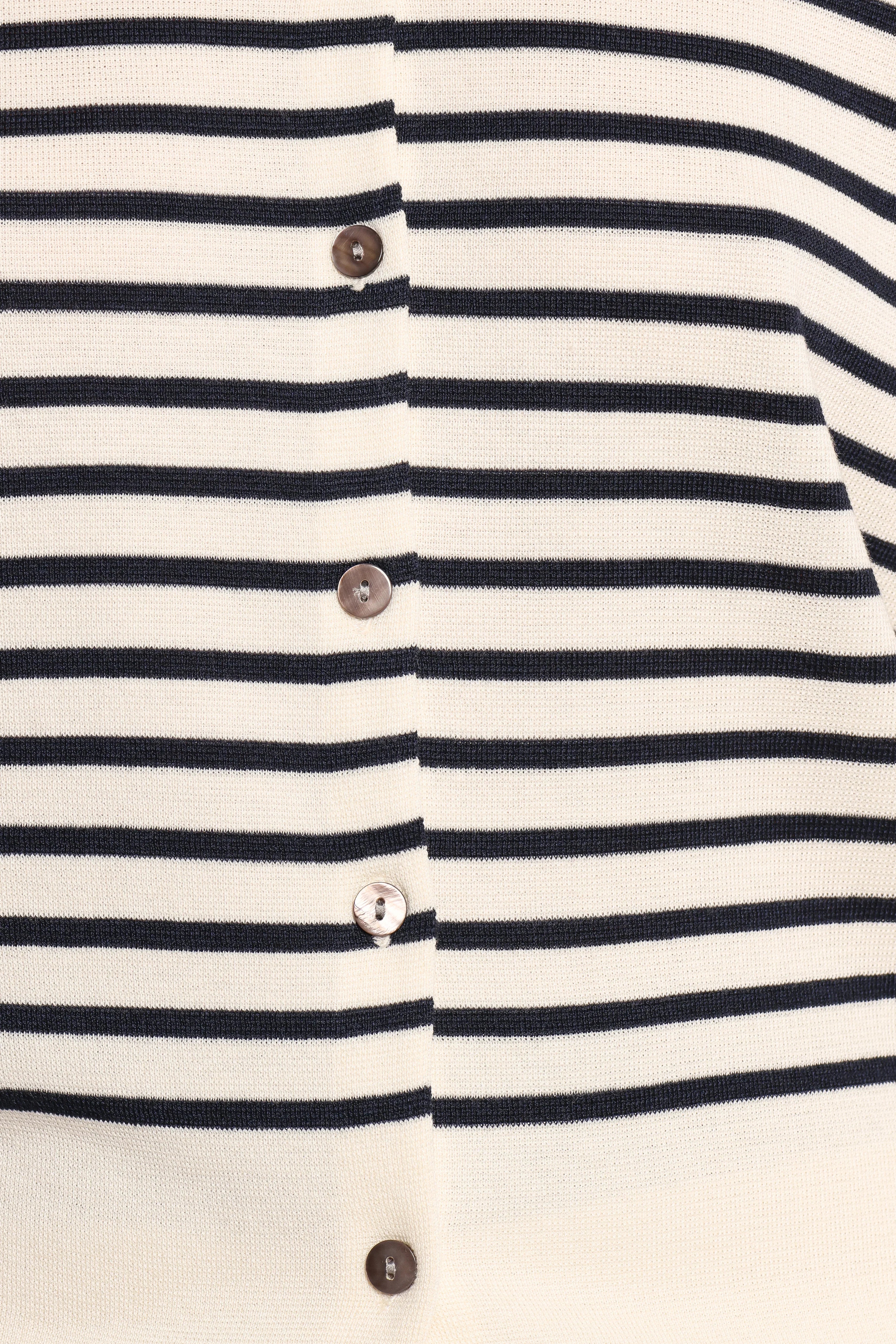 Gavi Button Front Striped Cardigan Off White Navy