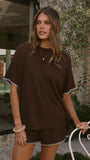 Zaide Knit T Shirt and Shorts Set Chocolate Blue