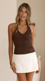 Kylie Halter Neck Top Chocolate
