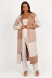 Kingston Large Check Long Cardigan Beige Check