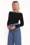 Junia Tie Back Knit Top Black