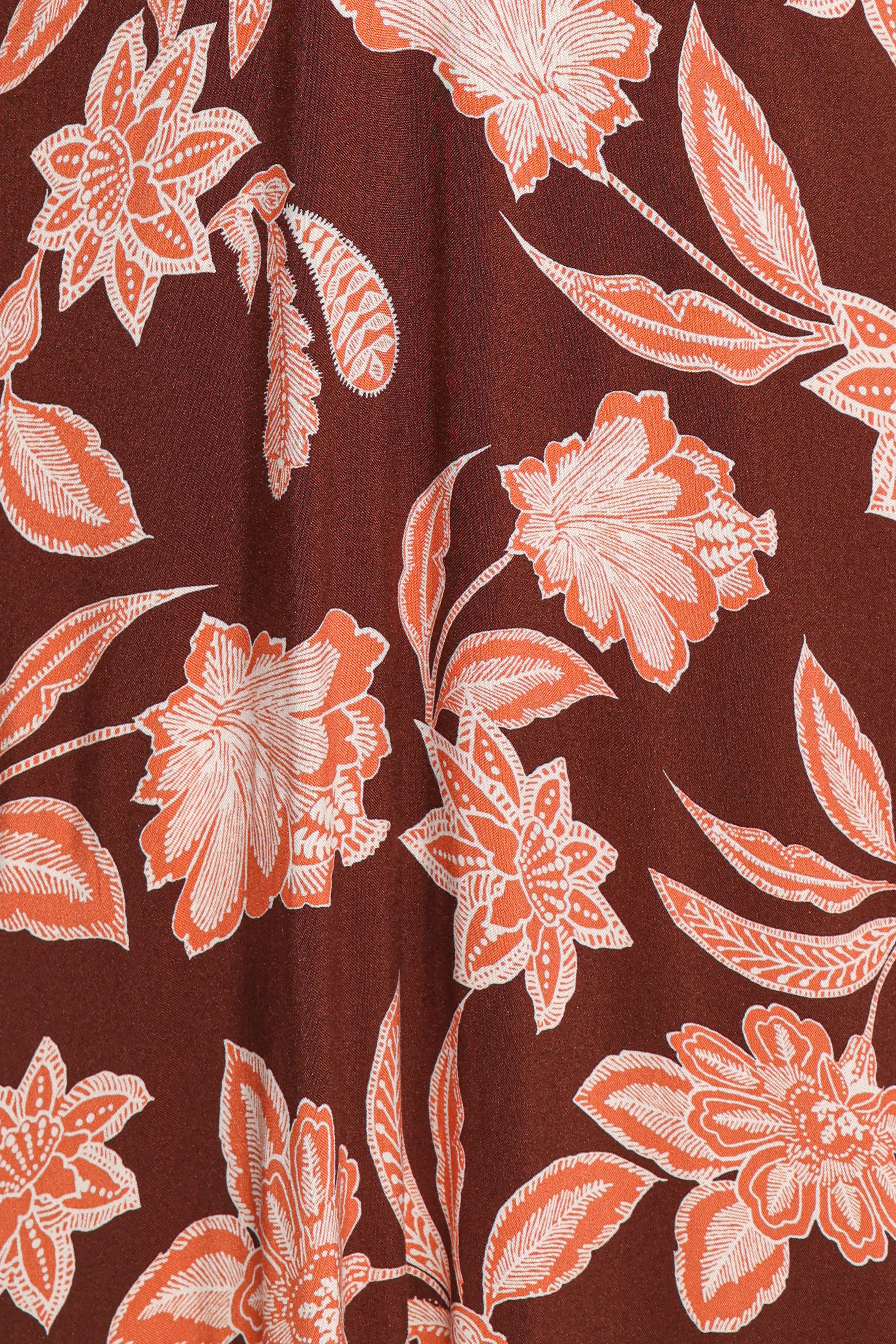 Yolande Midi Dress Orange Floral
