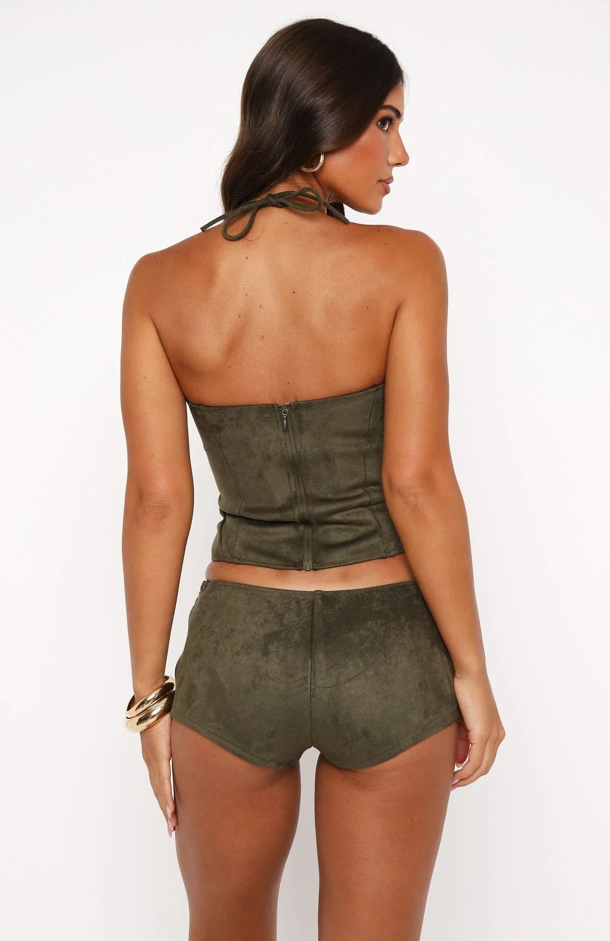 Dont Speak Faux Suede Shorts Cactus