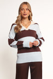 Mikaela Rugby Stripe Knit Sweater Brown Blue Stripe
