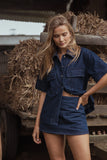 Ressie Denim Mini Skort Raw Denim