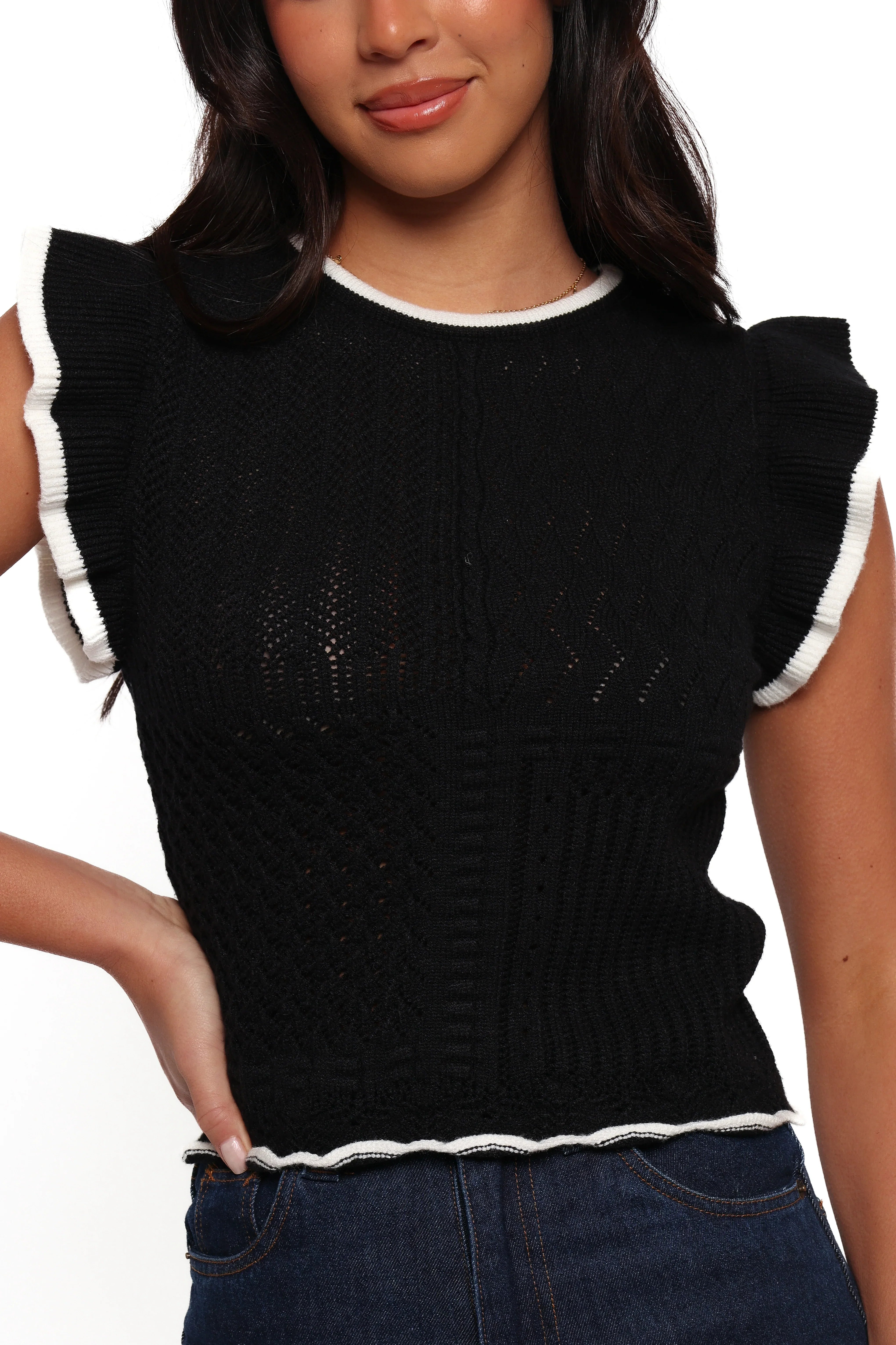 Abby Knit Top Black White