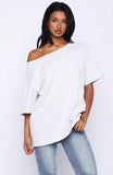 Give Me Options Off Shoulder Tee Light Grey Marle