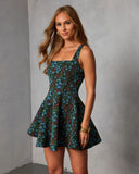 Leora Tapestry Fit and Flare Mini Dress