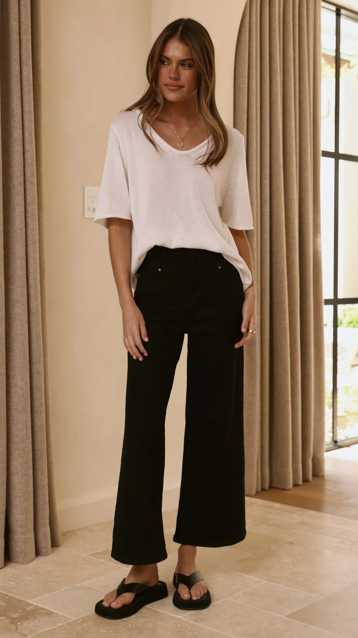 Spring Scoop Neck Tee White