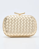 Invitation Only Faux Leather Woven Hard Case Clutch