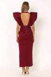 Augie Frill Shoulder Maxi Dress Burgundy