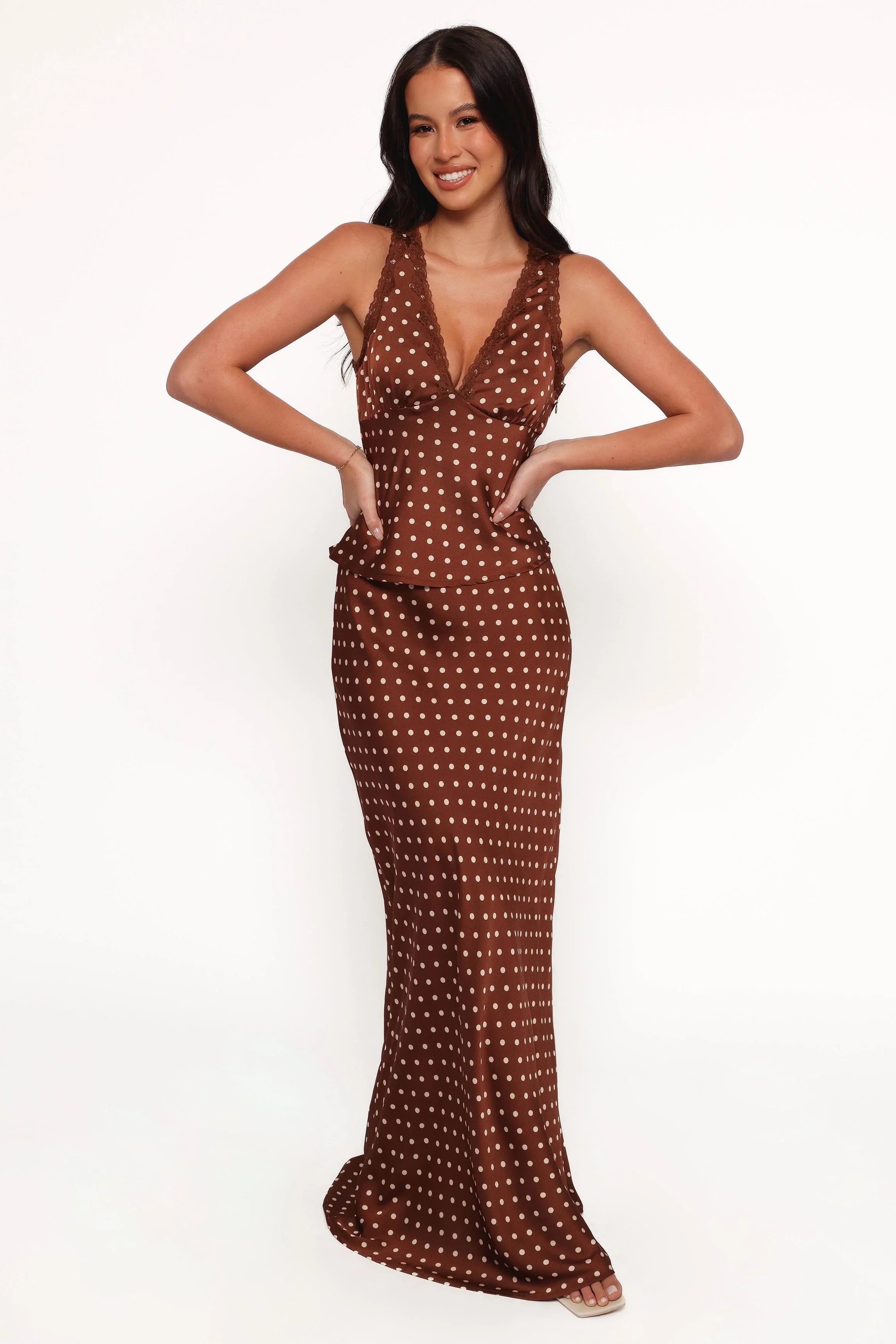 Kelso Top Brown Polka Dot