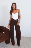 Kiara Mid Rise Barrel Leg Jeans Chocolate Wash