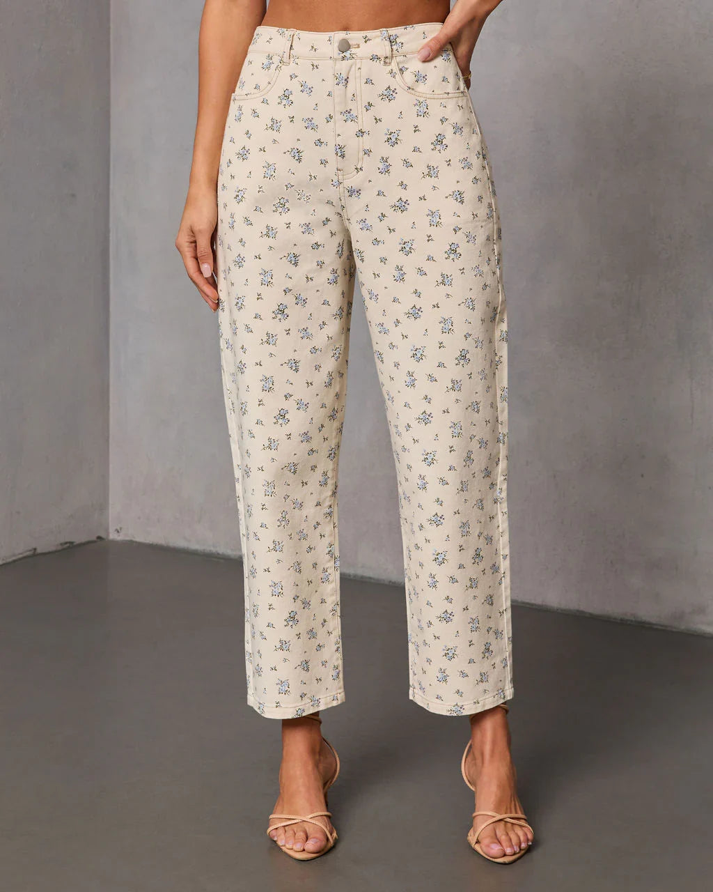 Prairie Bloom Floral Barrel Leg Pants