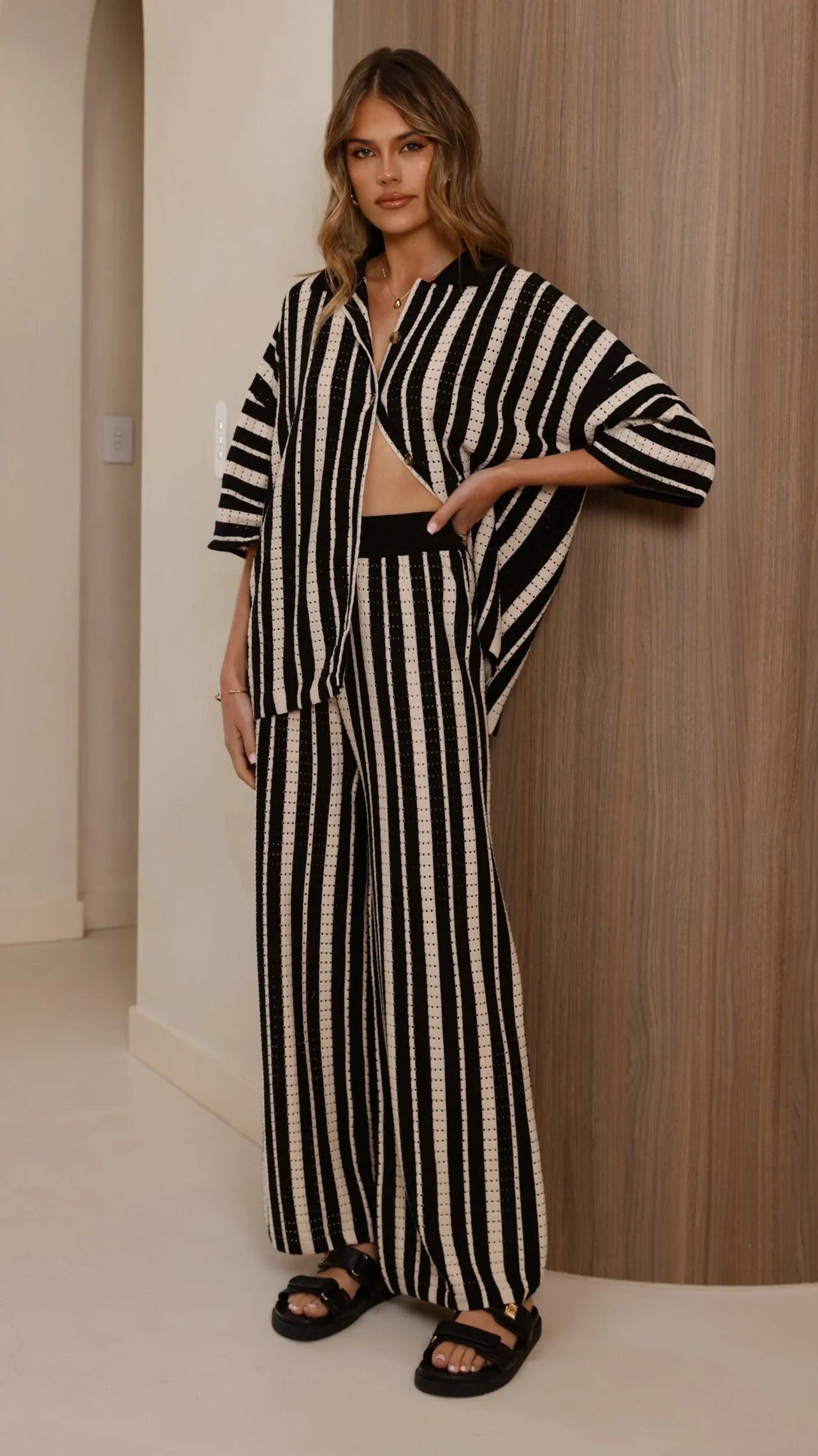 Layla Knit Wide Leg Pants Black