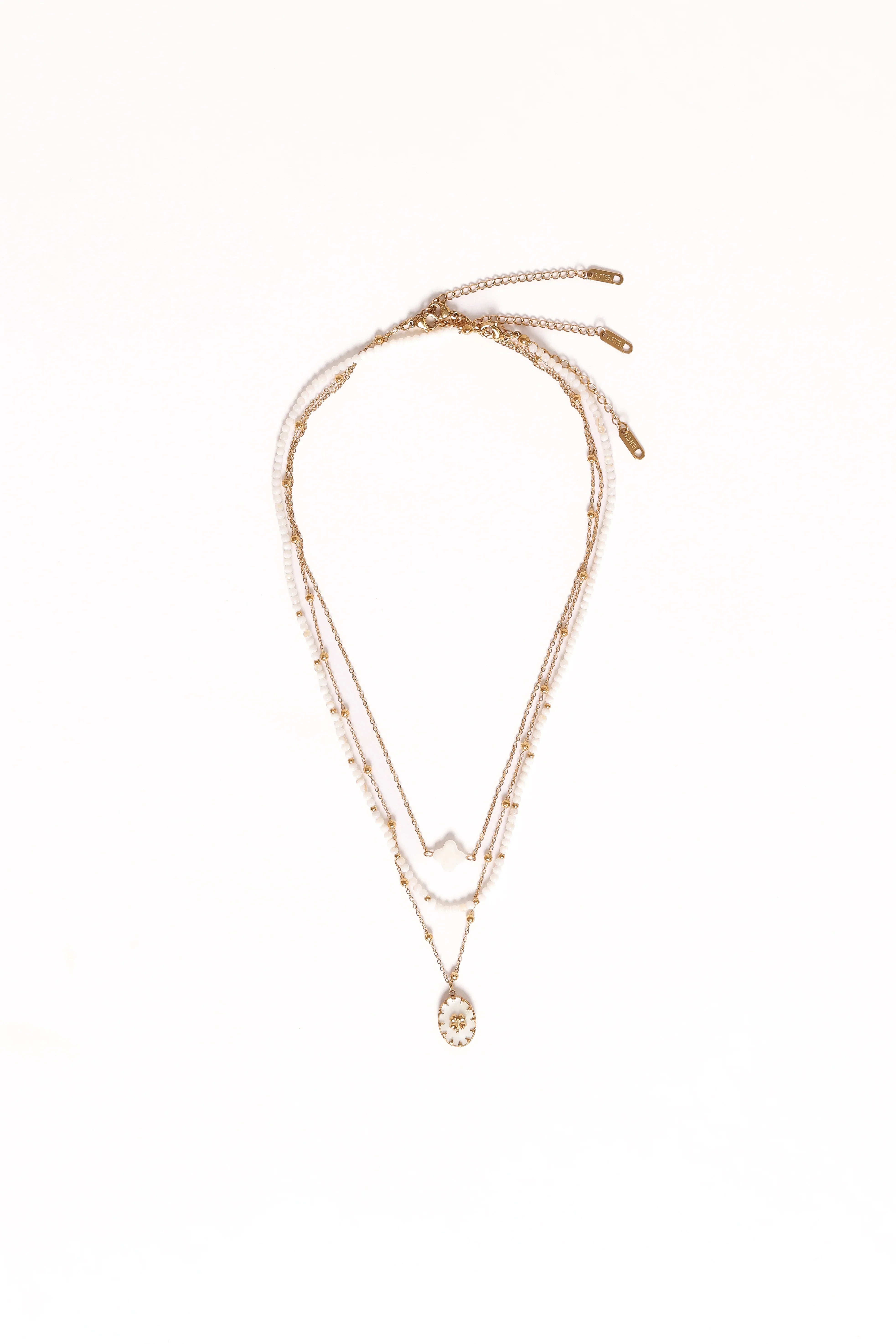 Goldie Necklace Gold White