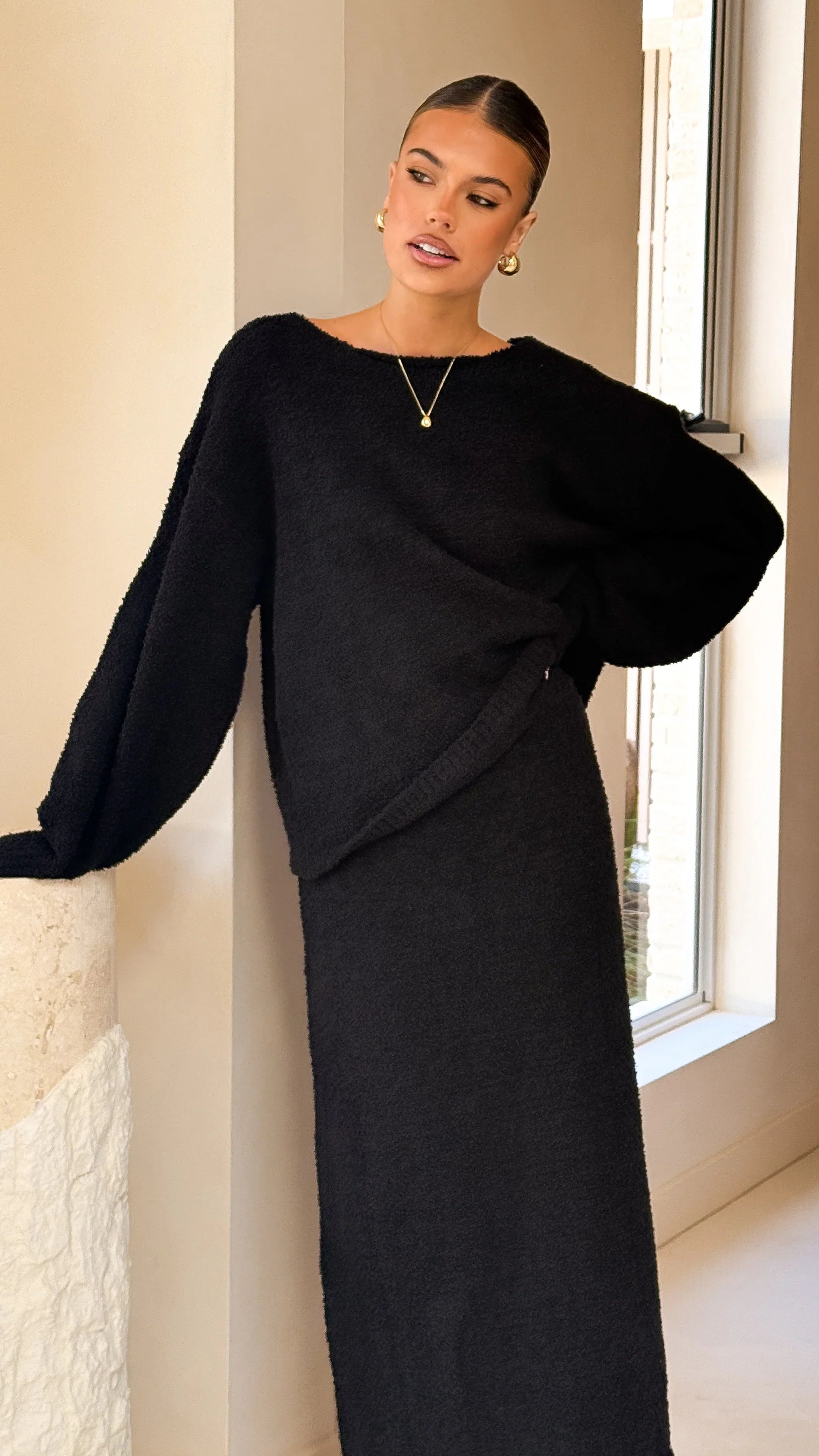 Cohen Knit Midi Skirt Black