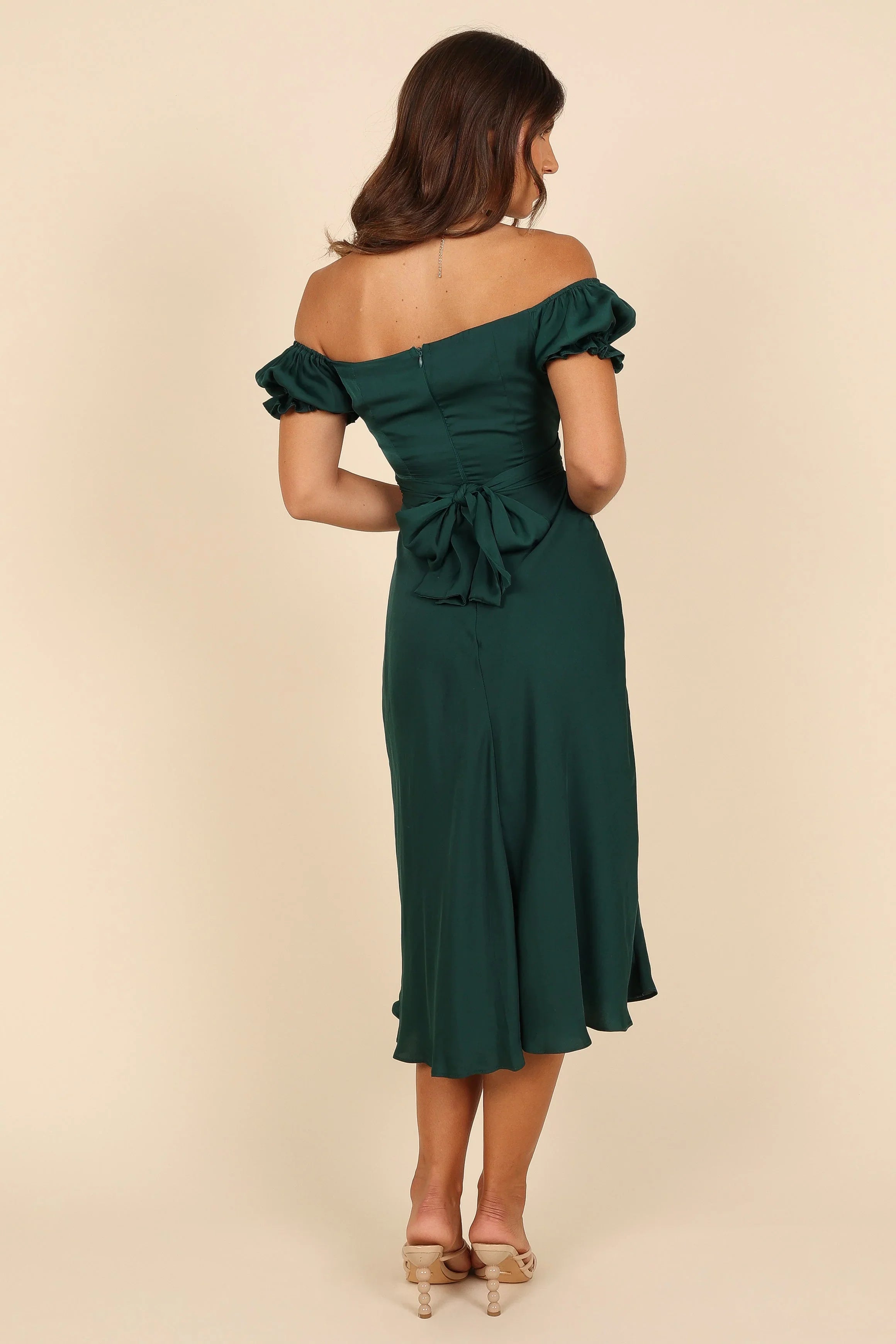 Mickenna Sweetheart Frill Midi Dress Emerald