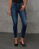 Jaylen Mid Rise Distressed Skinny Jeans