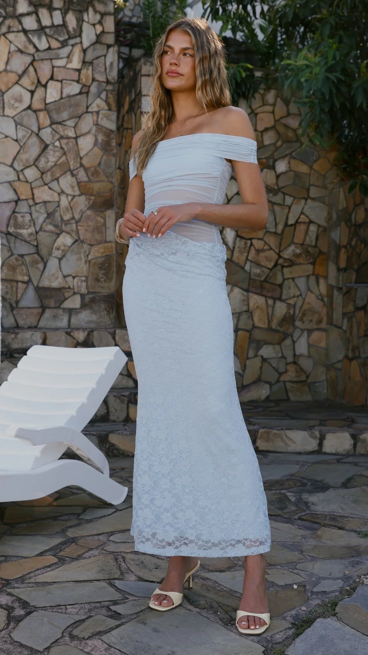 Tiarna Off The Shoulder Maxi Dress Blue