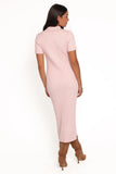 Aisha Short Sleeve Knit Midi Dress Pink
