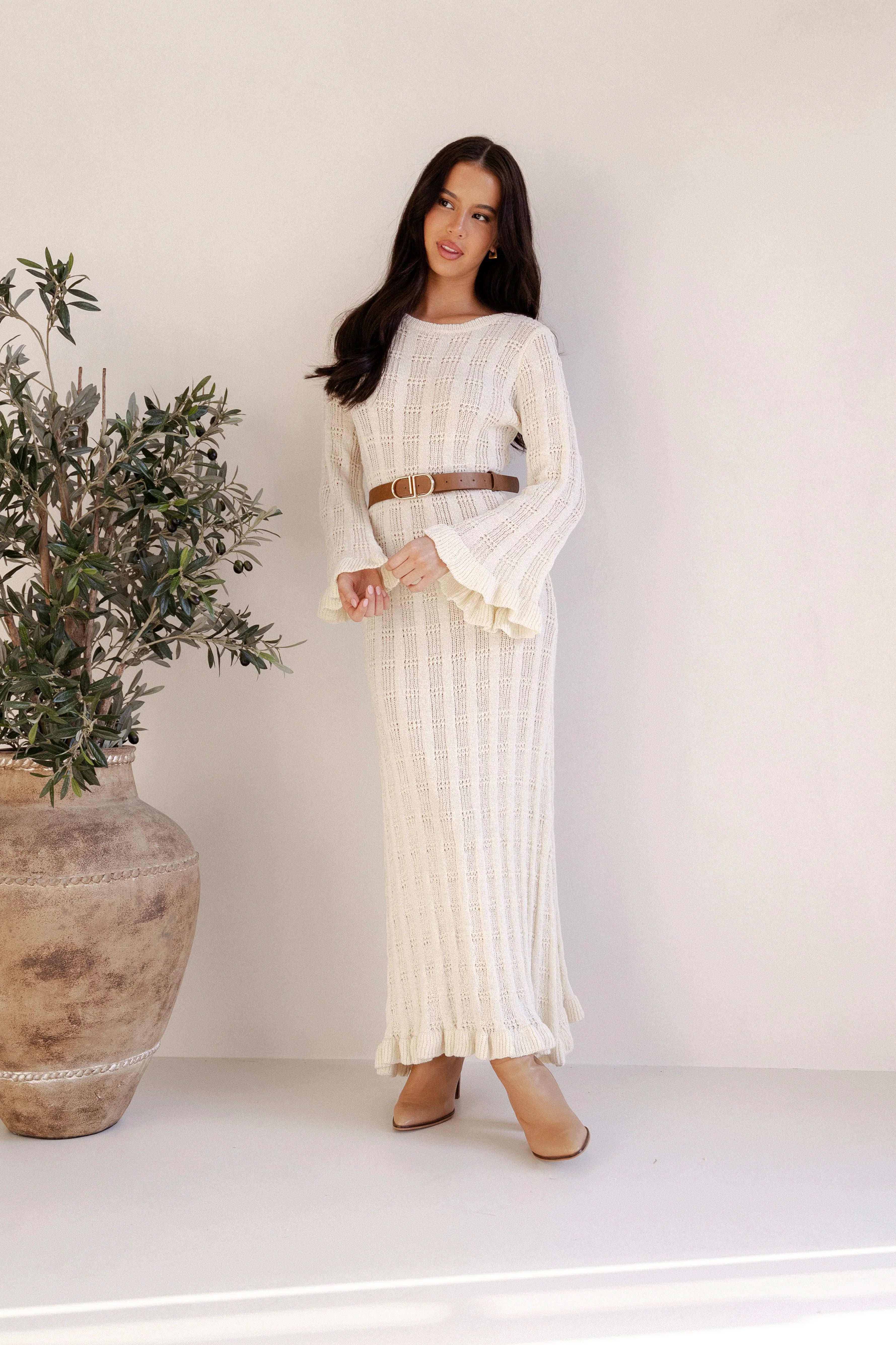 Colter Long Sleeve Maxi Dress White