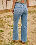 Washed Wishes Super Stretch Mid Rise Flare Leg Jeans