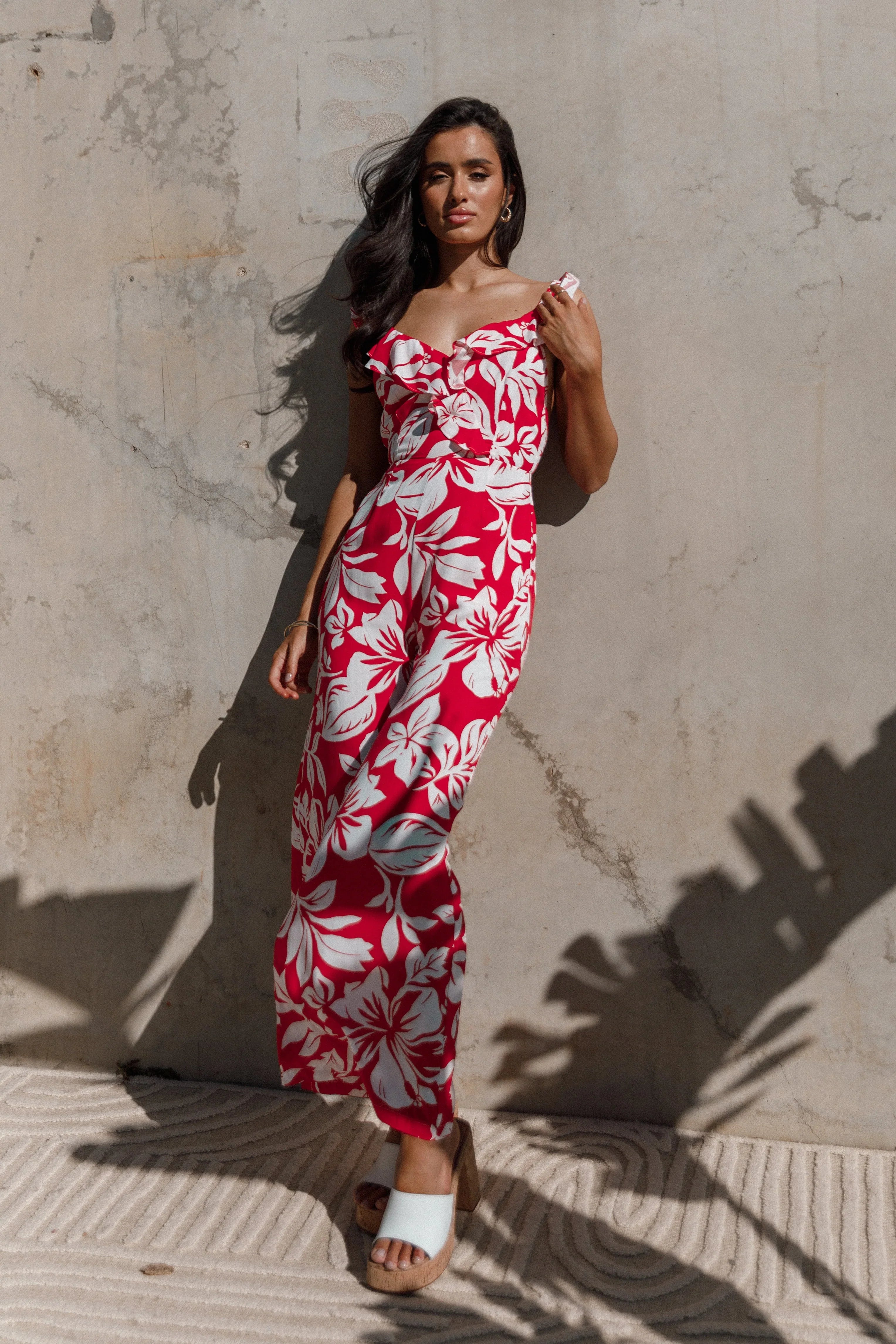 Parker Frill Jumpsuit Red