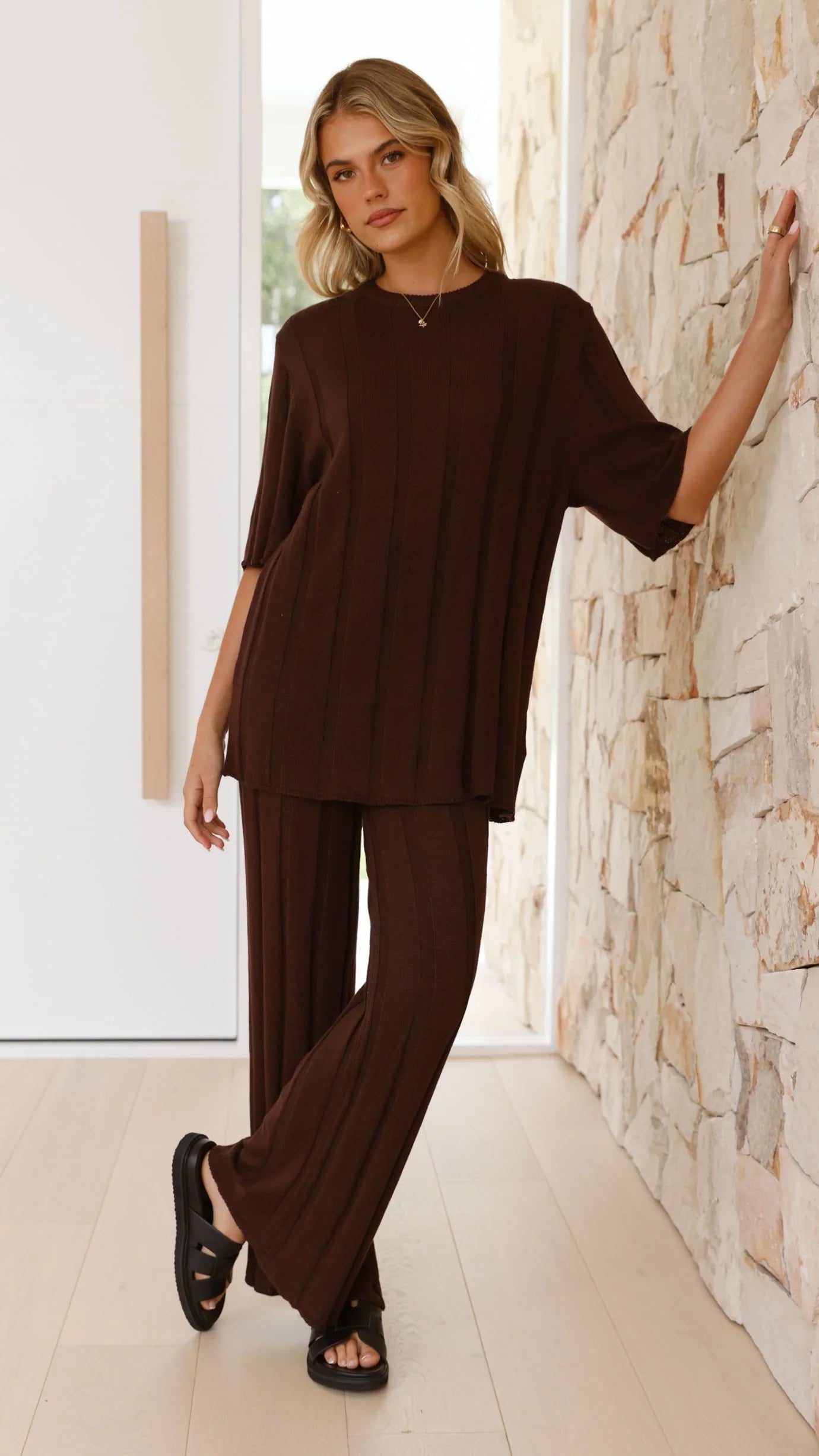 Bayu Knit Pants Brown