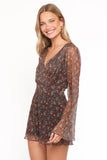 Rhiannon Long Sleeve Romper Brown Floral